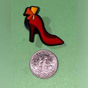 (10 for $15) Woman's Red with Bow High Heels Croc Shoe Charms